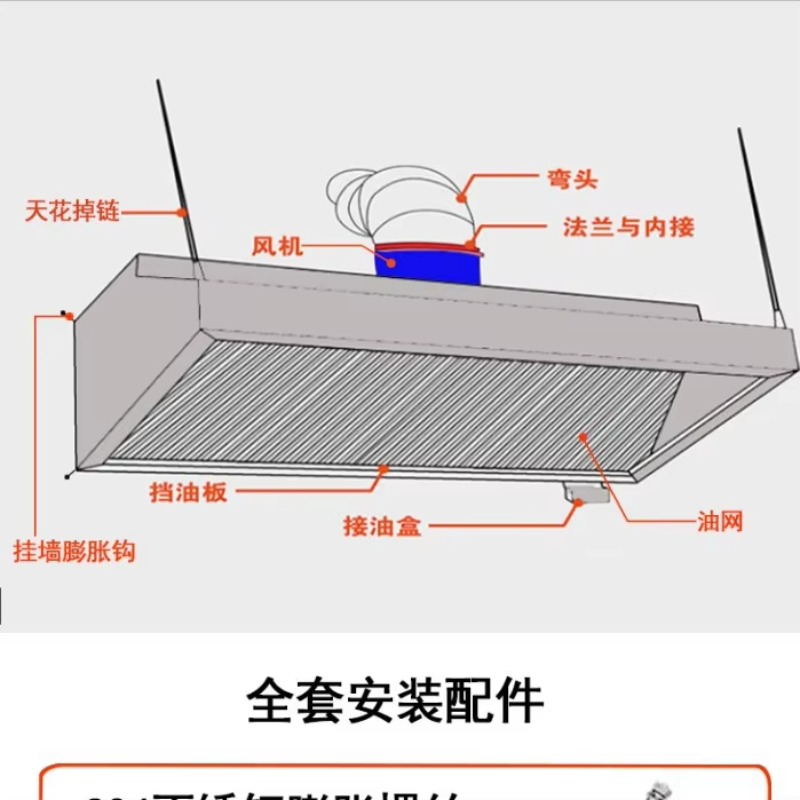 Commercial Kitchen Hood Installation - Kurulum gerektirmeyen ticari gazlı davlumbaz paslanmaz